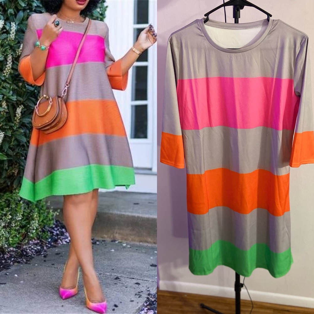 ColorBlock Empire Shirt Dress